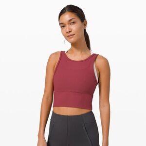lululemoon power pivot ribbed tank top - dark red